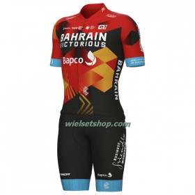 Fietskleding (Fietsshirt + Korte Koersbroek) 2023 Bahrain Victorious - Rood Zwart